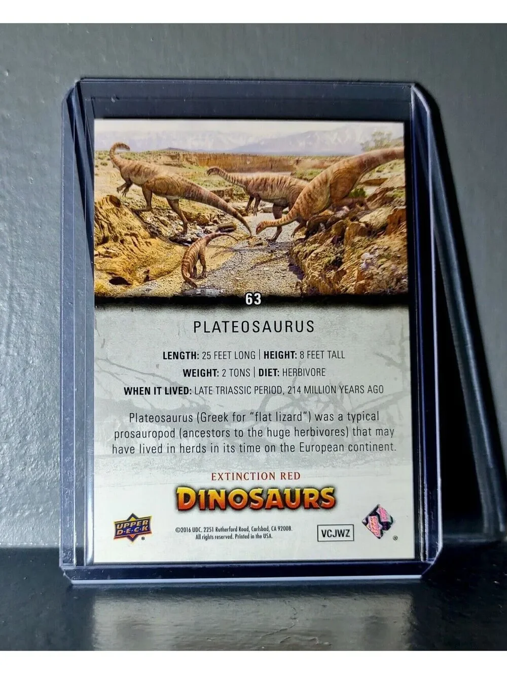 2015 Upper Deck Dinosaurs Plateosaurus Extinction Red Parallel #63 Card